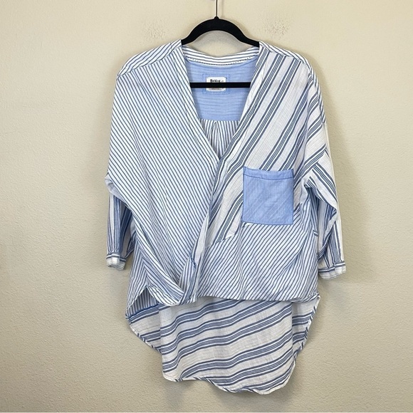 Anthropologie Holding Horses Striped Faux Wrap Western Coastal Tunic Top Size M - Picture 5 of 11